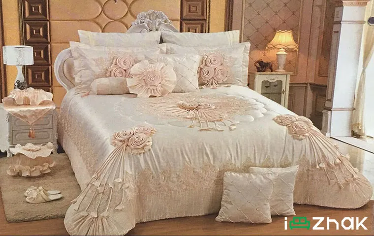 سرویس خواب عروس با گل‌های برجسته 