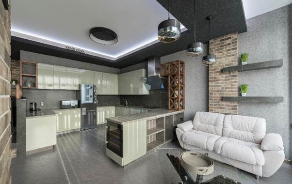 کابینت نئوکلاسیک براق با رنگ کرمی براق 