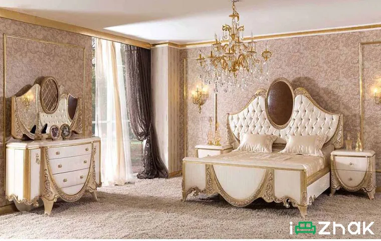 سرویس خواب کلاسیک زیبا و سلطنتی با دراور و میز آرایش